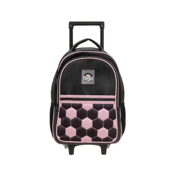 Mochila 18" con carro starpak fútbol rosa/negro Filgo