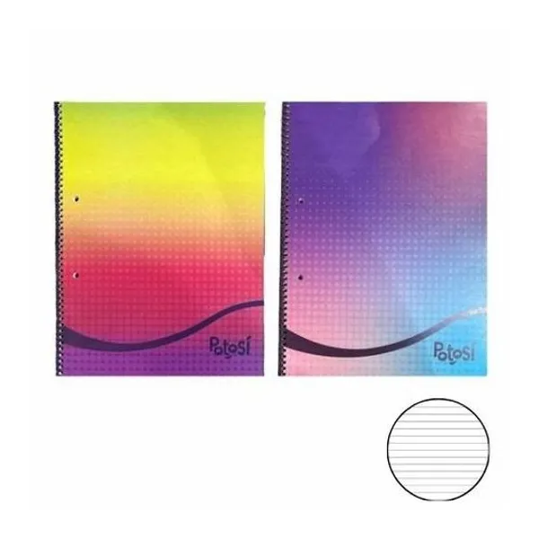 Cuaderno 22x29.7 cm rayado 80 hojas tapa flexible con espiral degrade potosi