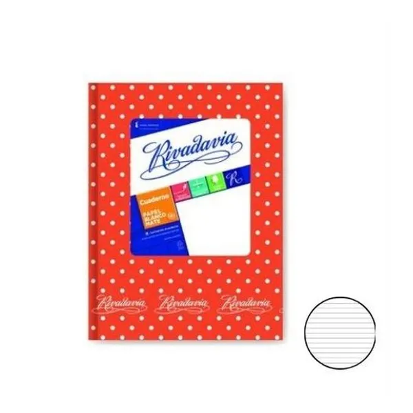 Cuaderno 16x21 rayado t/d lunar naranja 50h Rivadavia
