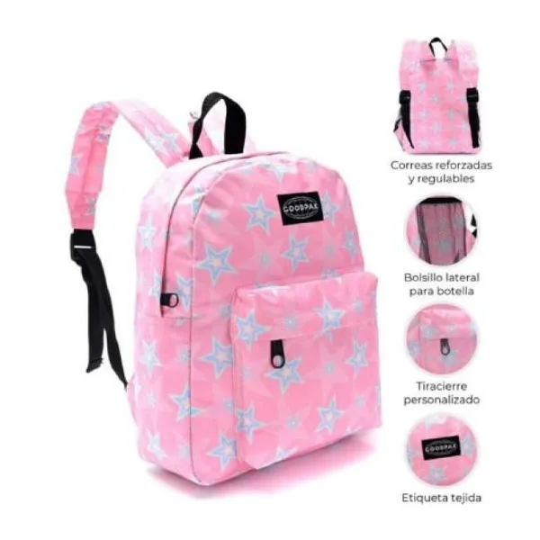 Mochila goodpak print estrellas 31 x27 x10.5, 12