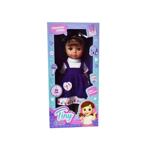 Muñeca Tiny doll con vestido 30 cm en caja con visor 33x16x8 cm modelos surtidos