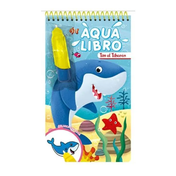 Aqua pequeño tiburon 14 x24 cm . incluye pincel de agua recargable