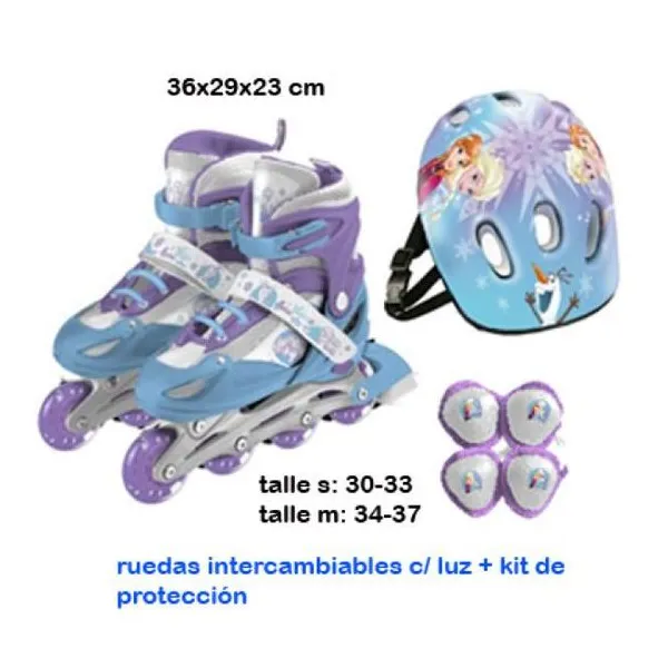 Roller Frozen 3 en 1 con ruedas intercambiables y luces + kit de proteccion