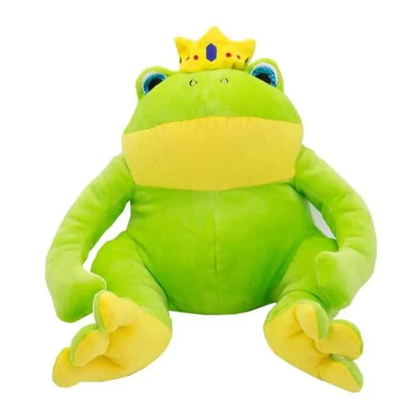 Peluche funnyland pelope rana rey con corona ojos azules 16 cm