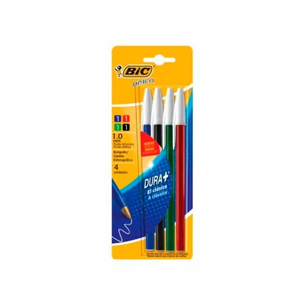 Bolígrafo opaco 1.0 mm surtido blister x4 unidades BIC