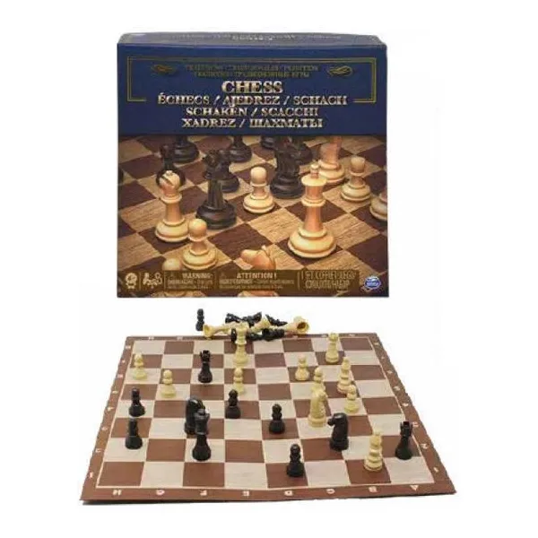 Spin master games ajedrez clásico con piezas de plástico y tablero plegable