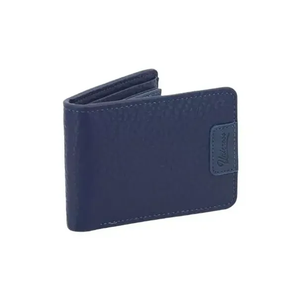 Billetera unicross simil cuero textura parche marca
