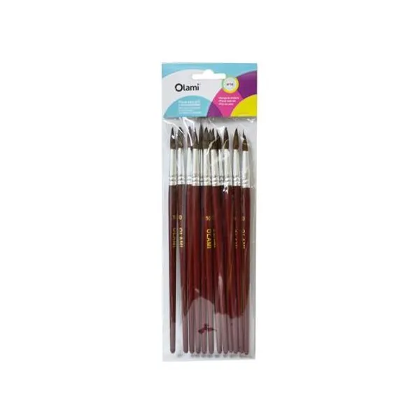 Pincel escolar n.° 10 redondo pony x12 unidades olami