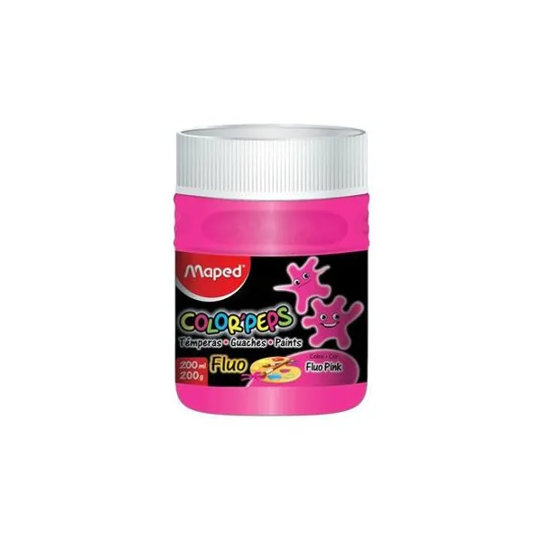 Témpera fluo rosa 200 ml en pote Maped