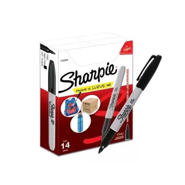 Marcador Sharpie fine perm.negro x12 unid.+ 2 regalo