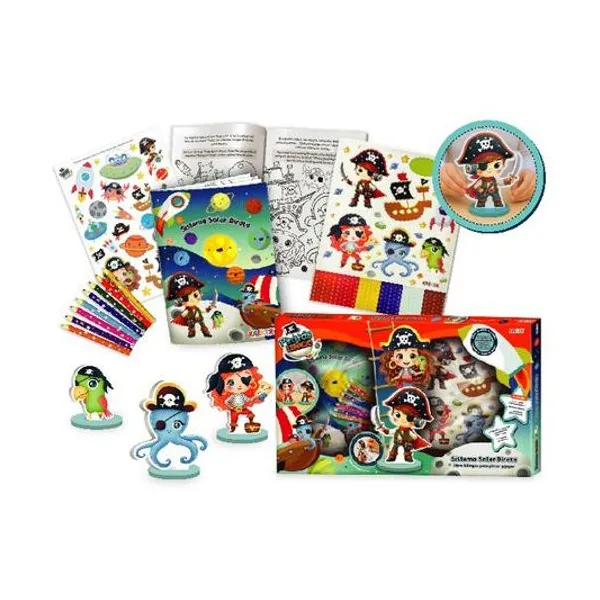 Libro para pintar con accesorios sistema solar pirata en caja 45x26x3 cm Kreker