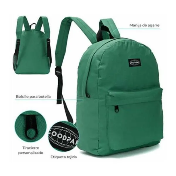 Mochila goodpak lisa verde 43x33x15 cm 17 pulg