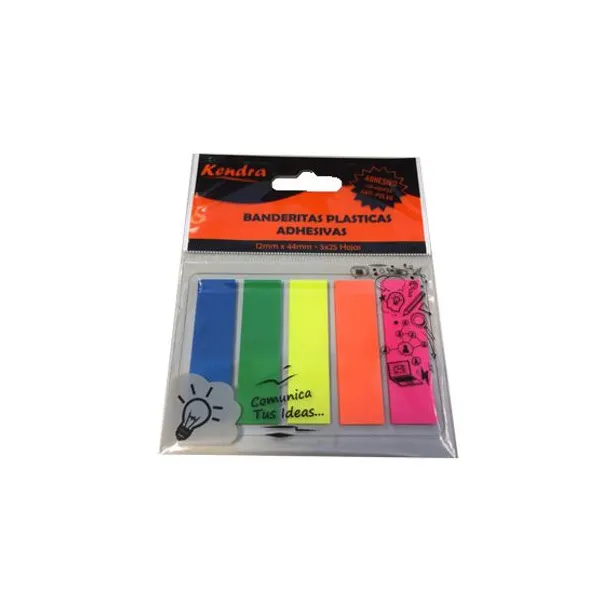 Banderitas adhesivas kendra rectangular 12 x44 mm5 col.fluo