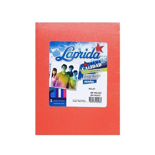 Cuaderno tapa dura Laprida forr.x 98 hs.ray. rojo