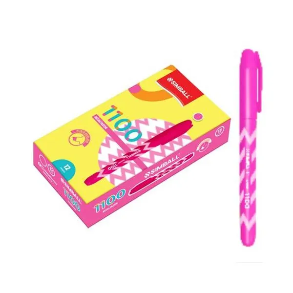 Resaltador fino redondo 1100 rosa caja x12 unidades Simball