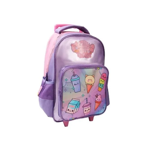 Mochila 15" con carro y cartuchera chill out Trendy