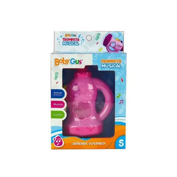 Trompeta interactiva con luz y sonido en caja 13x20x6 cm