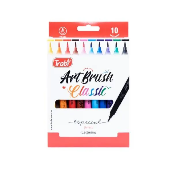 Marcadores trabi art brush (pincel) al agua x10 col.surtidos