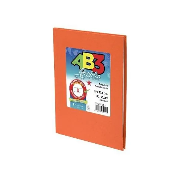 Cuaderno tapa dura Laprida ab3 19x23,5 x50hs.ray naranja