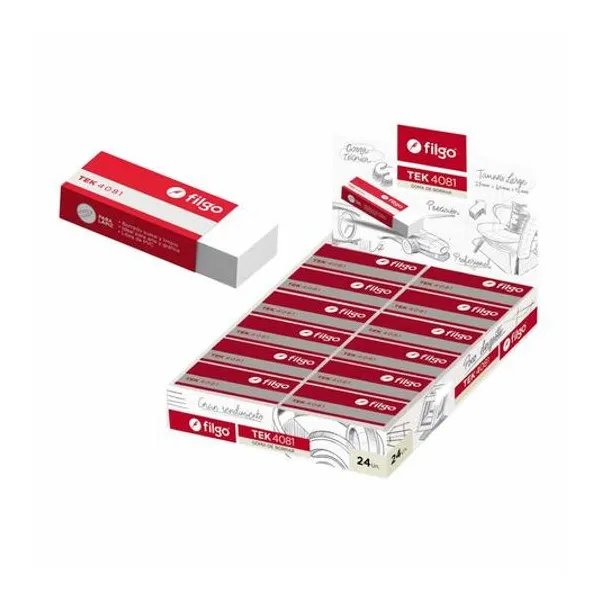 Goma de borrar tecnica blanca 23x65x12 mm caja x24 unidades Filgo
