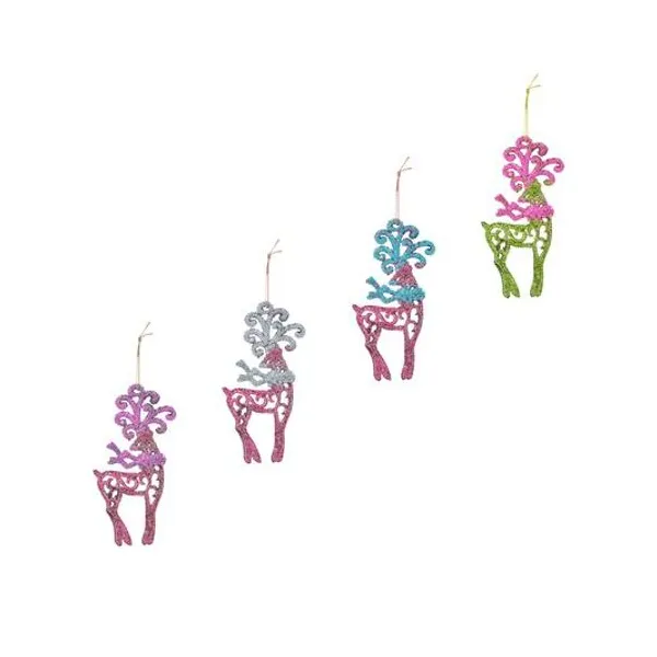Reno calado con glitter 14 cm x2 unidades colores surtidos - ykx