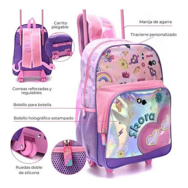 Mochila carro alma sunglasses 16 pulg con llavero 30x40x12 cm