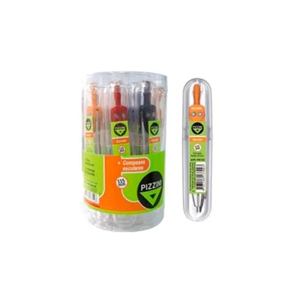Compás escolar 115 mm metálico x unidad Pizzini