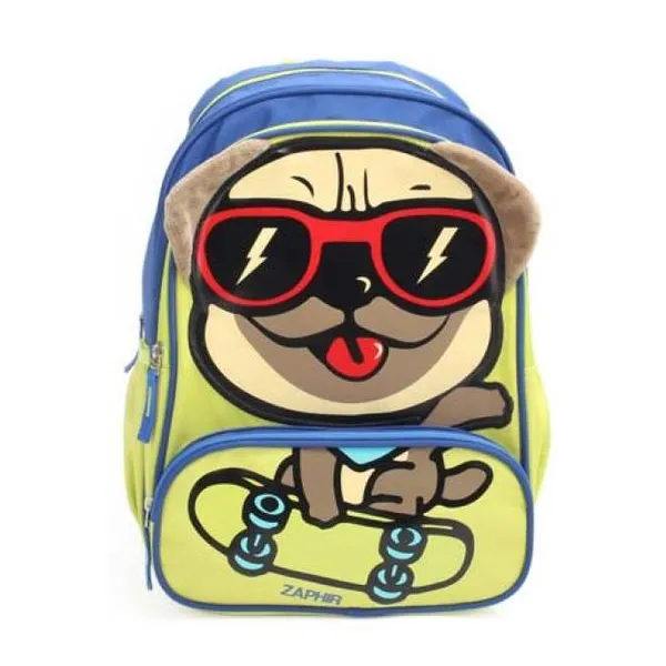 Mochila de 14" espalda con estampa de perrito con detalles de peluche