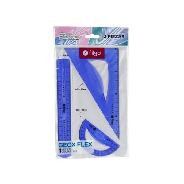 Set de geometria geox flex 20 cm 3 piezas Filgo - geoxflxset