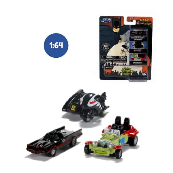 Jada - set x3 autos escala 1:64 batman nano hollywood rides - en blister