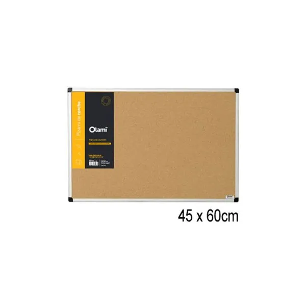 Pizarra de corcho olami 45 x60 cmcon borde aluminio