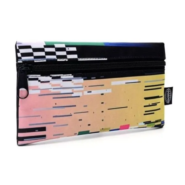 Cartuchera goodpak print glitch amarillo 22 x11.5 cm