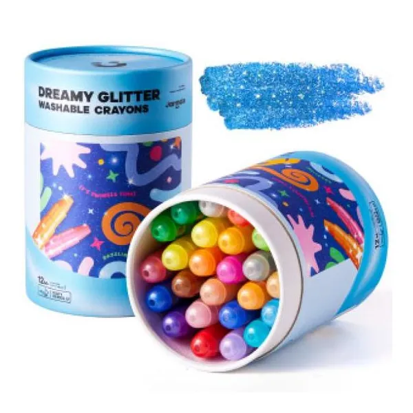 Jarmelo - pack x24 crayones sedosos lavables sueño de glitter colores surtidos