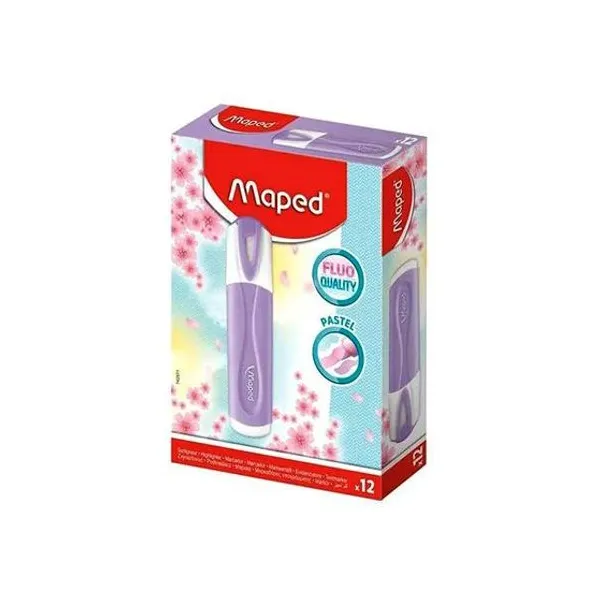Resaltador chato pastel lila caja x12 Maped