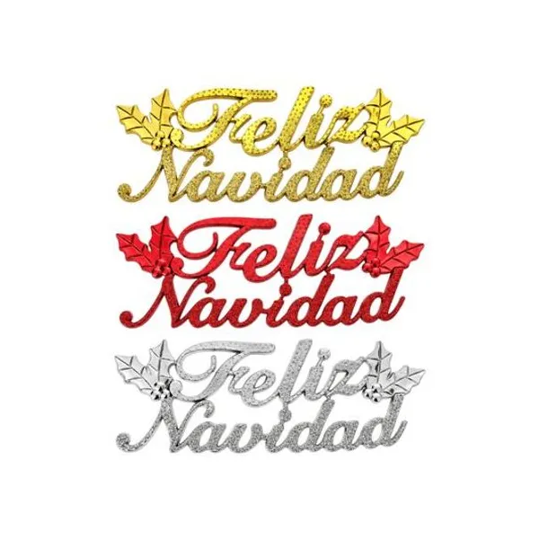 Cartel plástico feliz navidad 20x7 cm x1 colores surtidos