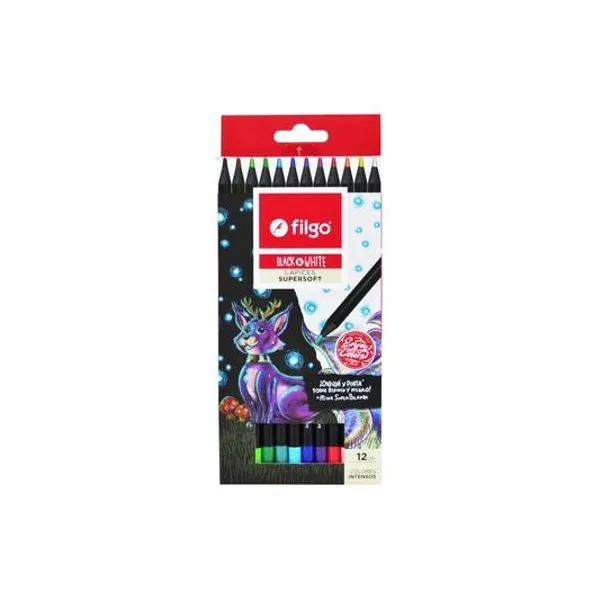 Lápiz de color largo supersoft black&white caja x12 filg