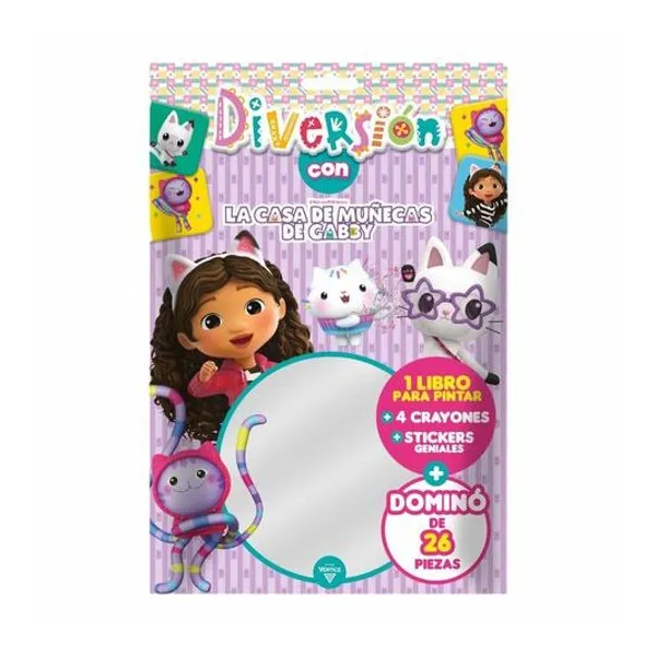 Libro para pintar con domino diversion con gaby doll house en blister 15.5x23 cm
