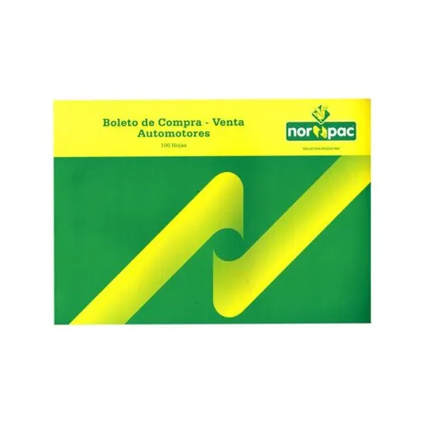 Boleto compra/venta automotor 30x21 cm 100 hojas norpac