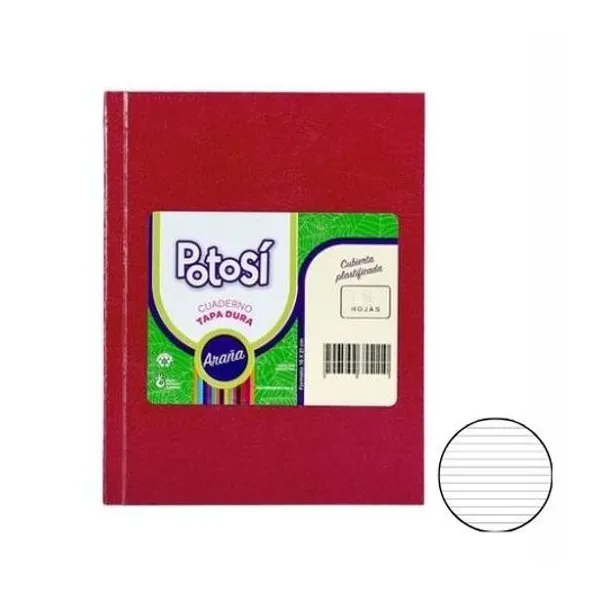 Cuaderno 16x21 cm rayado 168 hojas tapa dura araña potosi