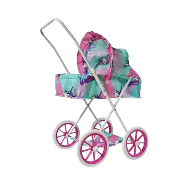 Coche cuna para muñecas premium de caño ruedas 25 cm x unidad estampa surtida