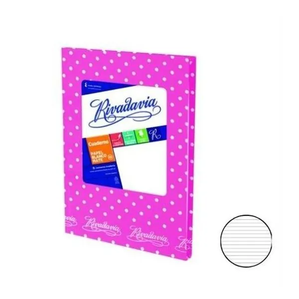 Cuaderno 16x21 rayado t/d lunar rosa 50h Rivadavia