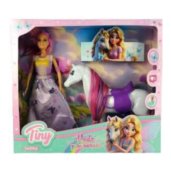 Muñeca Tiny hada y su caballo 36 32 cm