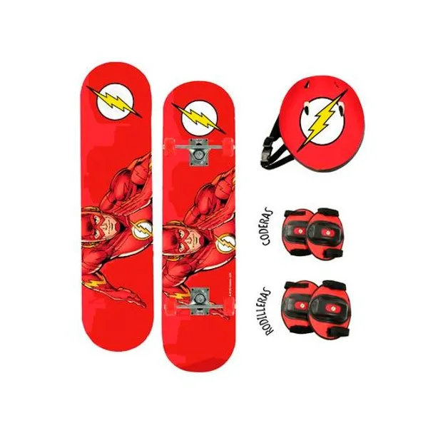 Skate con set de proteccion 5pzs liga justicia 79x20 cm