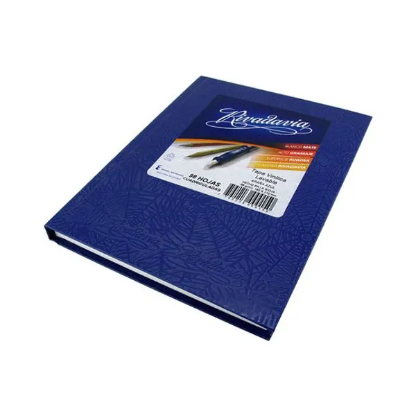 Cuaderno tapa dura Rivadavia forr. x100 hs.ray. azul