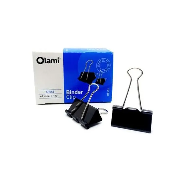Aprieta papeles binder clip negro n.° 4 41 mm caja x12 unidades olami