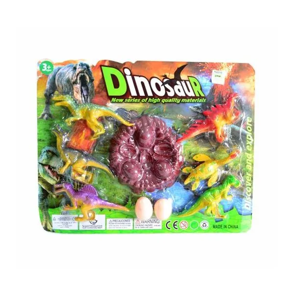 Set de dinosaurios 9 piezas en blister 31x25 cm