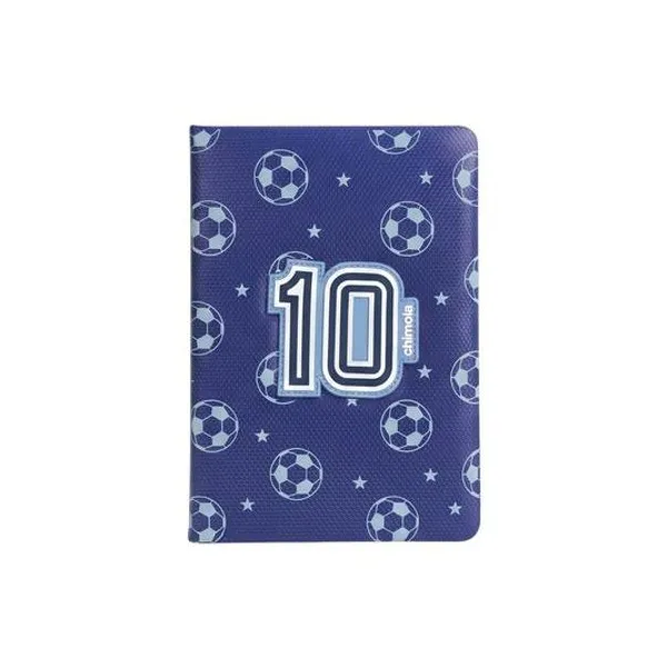 Cuaderno 14.5x21 cm rayado pu fútbol azul chimola