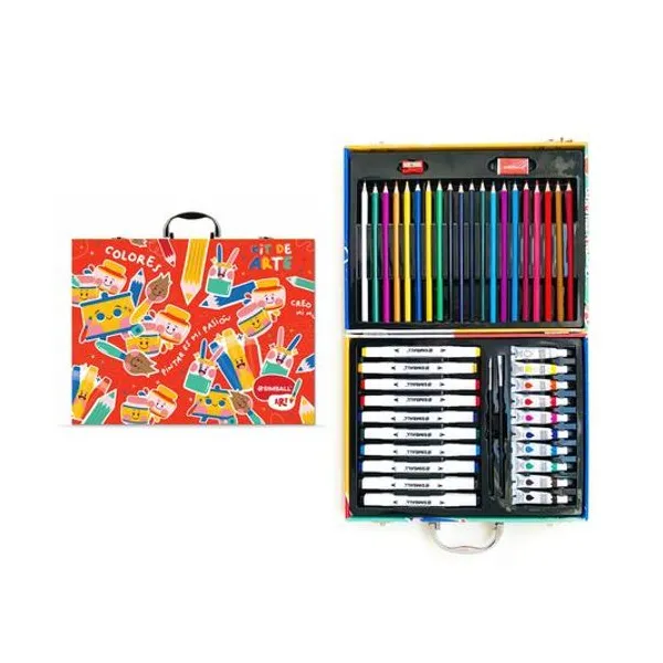 Set de Arte 48 piezas en valija roja 30x23x5 cm Simball