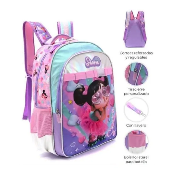 Mochila 18" nenas cool tutu rosa con anteojos 3d 32x45x15