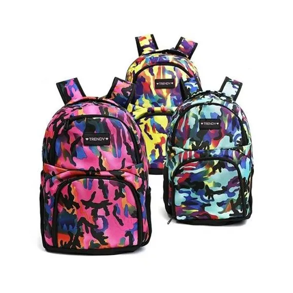 Mochila 17" espalda camuflada x unidad colores surtidos Trendy
